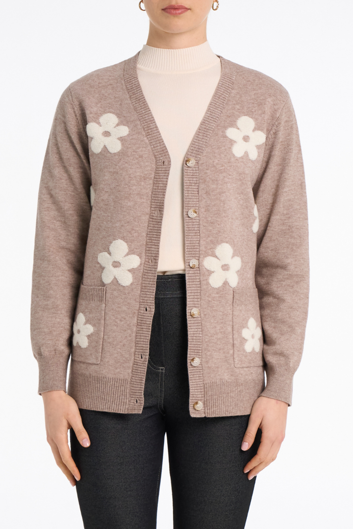 Le cardigan orné de fleurs Moffi | 25033C