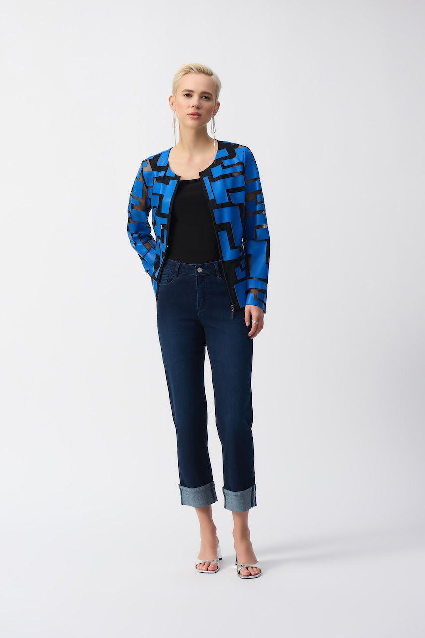 Le blouson ajusté en cuirette et filet Joseph Ribkoff | Hots | 251932