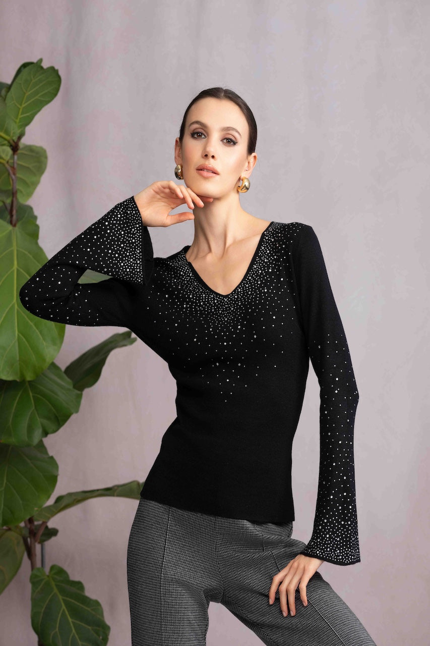 Le pull à strass argentés Alison Sheri | A46469