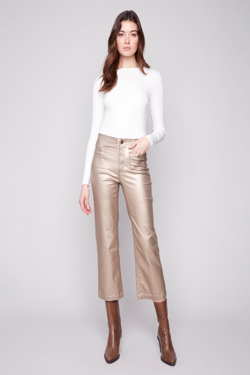 Le pantalon évasé métallisé Charlie B. | C5562R-080C