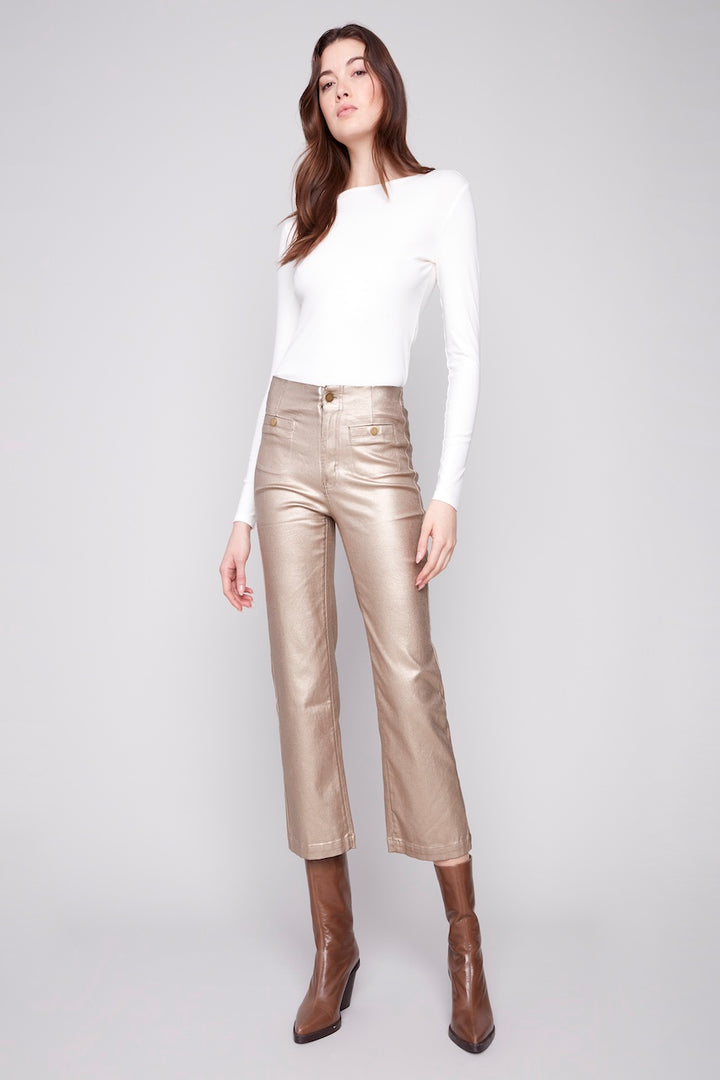 Le pantalon évasé métallisé Charlie B. | C5562R-080C