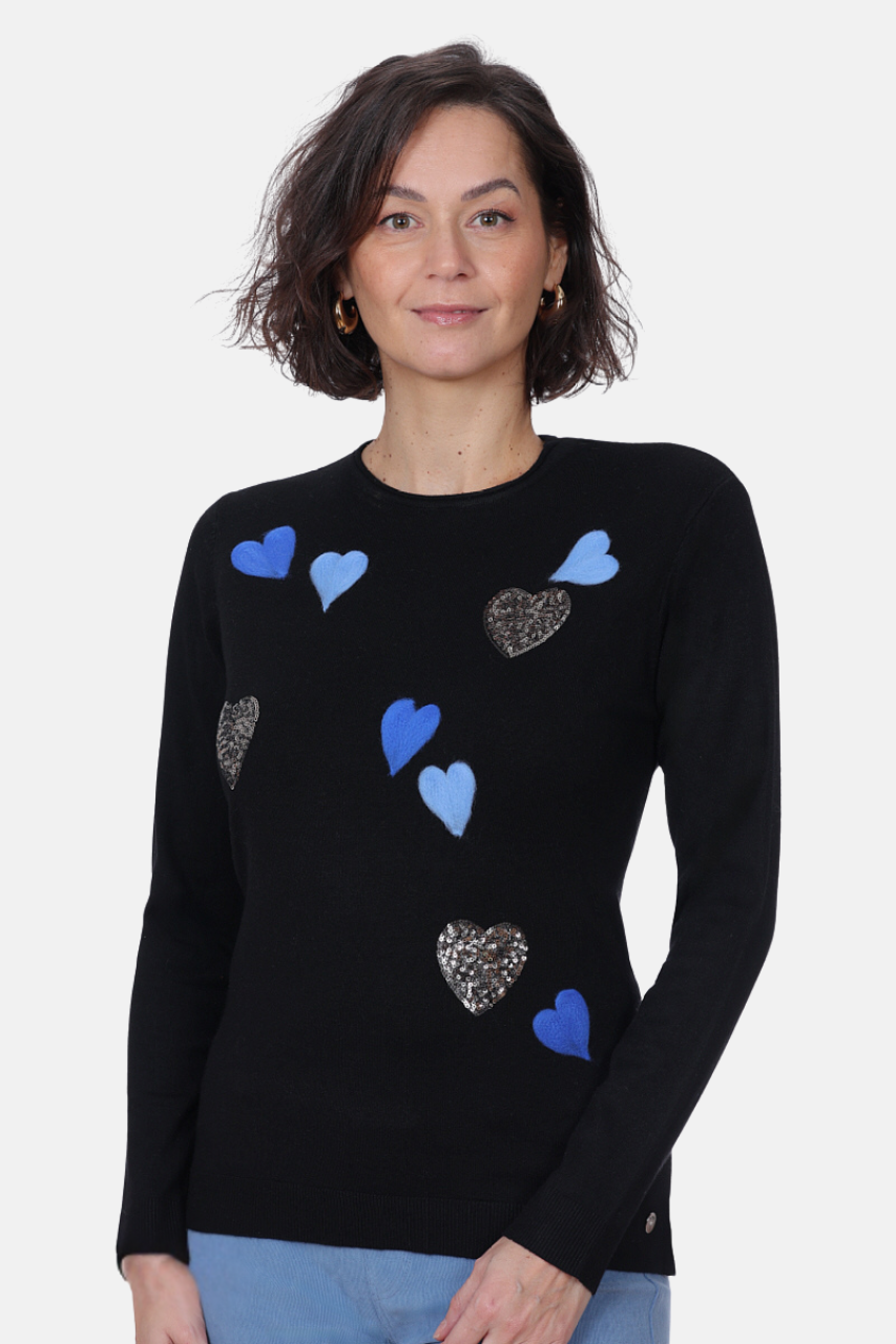 Le haut à cœurs bleus et paillettes Ness | N114191