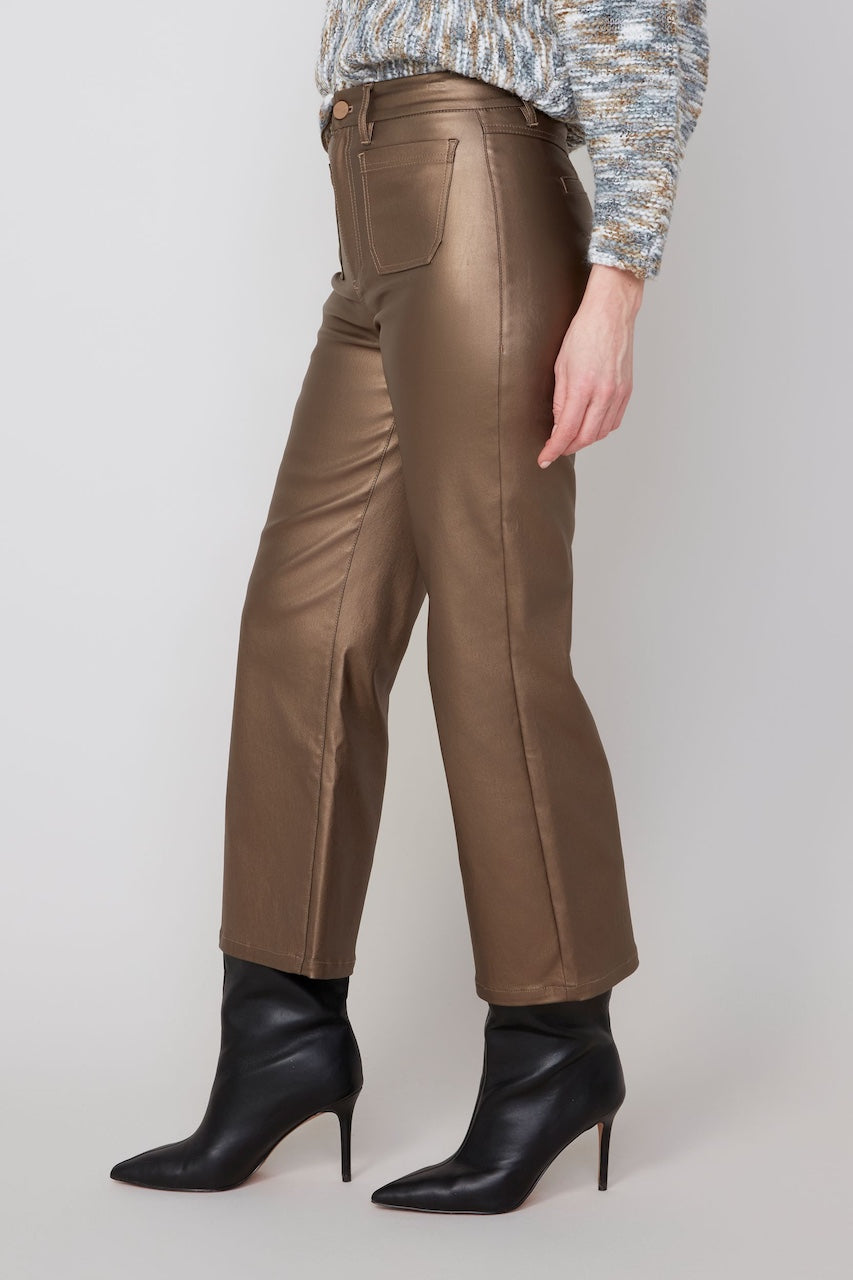 Le pantalon métallique doré Renuar | R11037-E3054