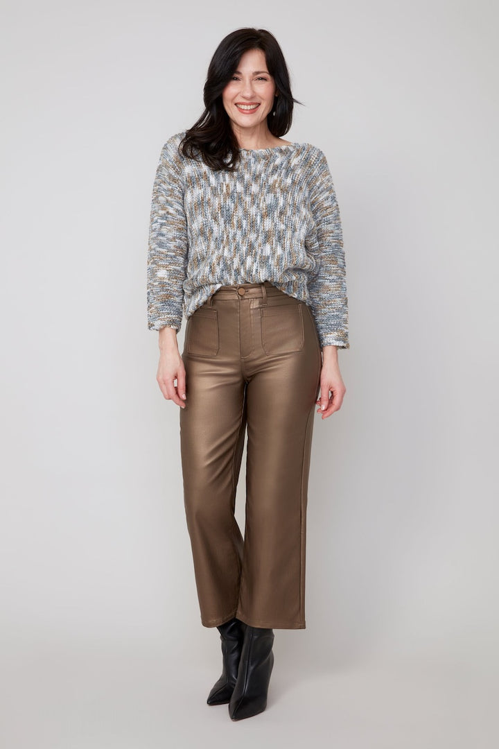 Le pantalon métallique doré Renuar | R11037-E3054