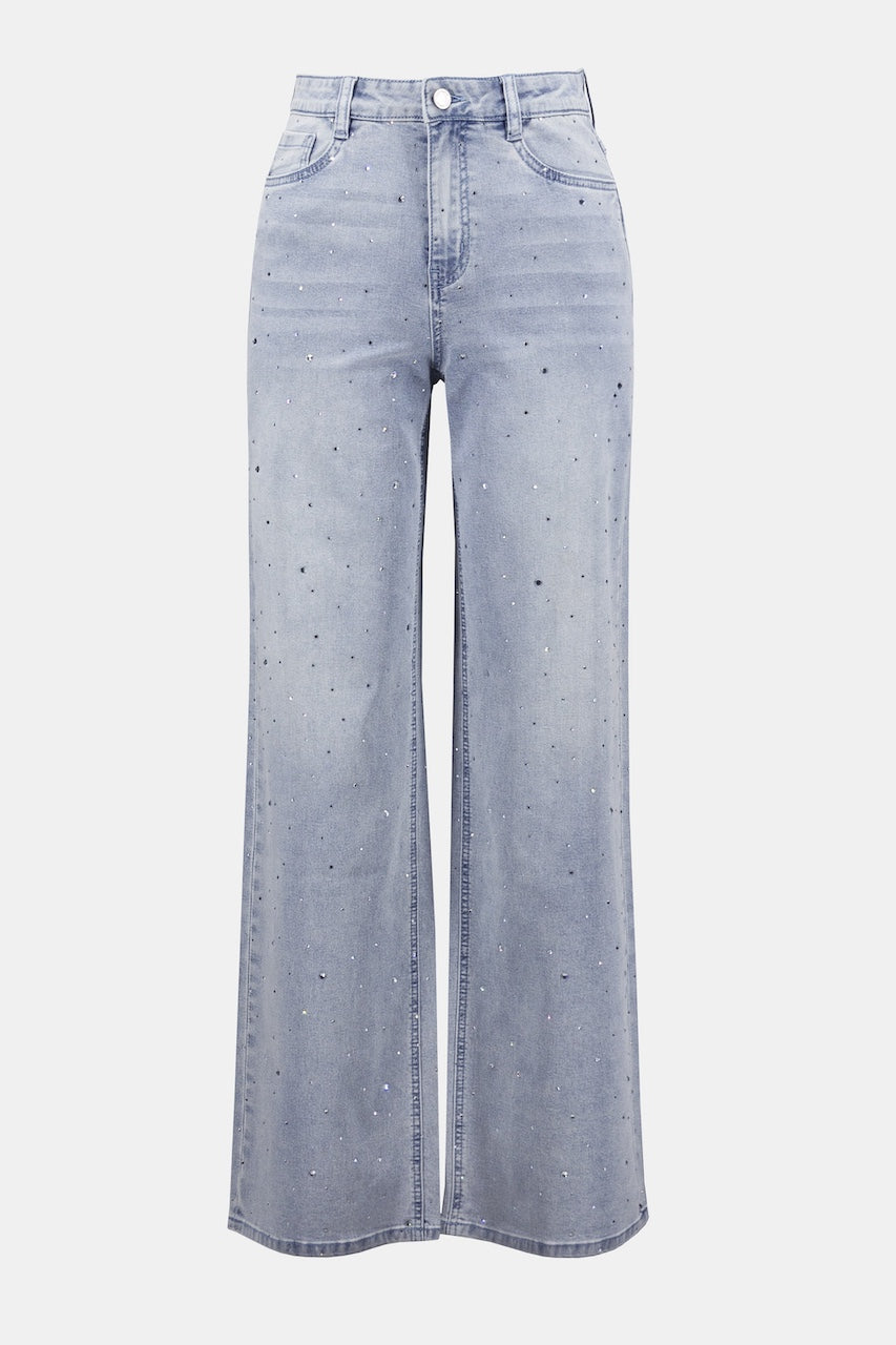 Joseph Ribkoff Wide Leg Jeans with Crystals | 252916