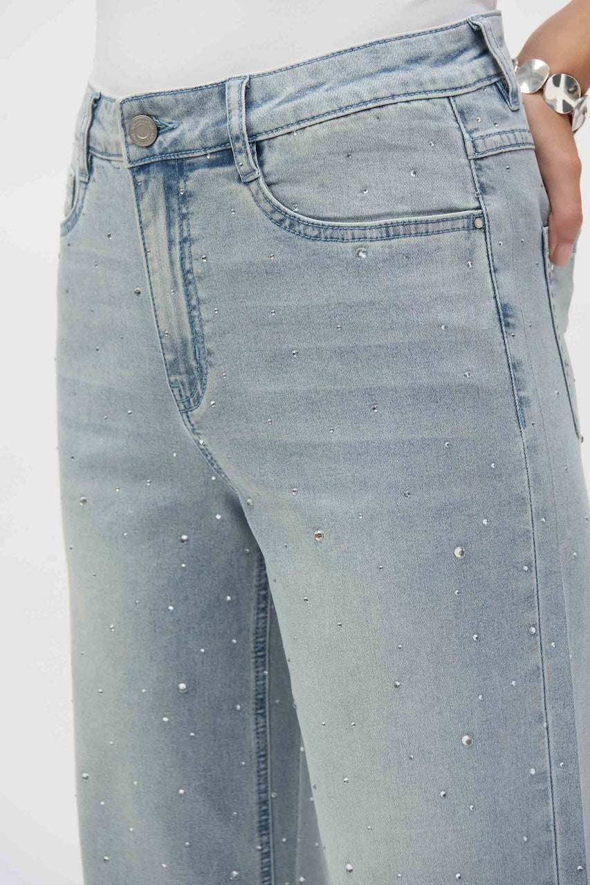 Joseph Ribkoff Wide Leg Jeans with Crystals | 252916