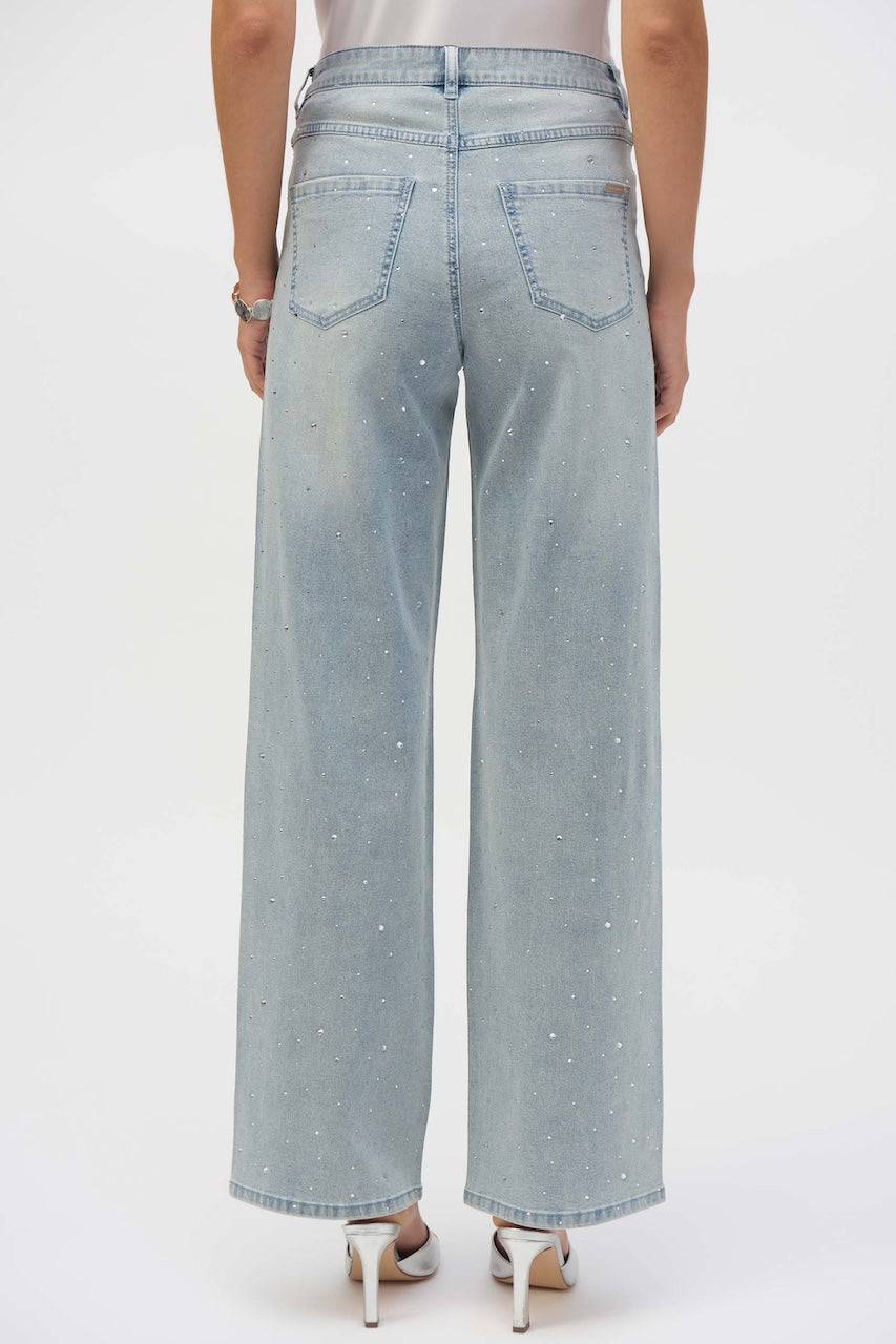 Joseph Ribkoff Wide Leg Jeans with Crystals | 252916