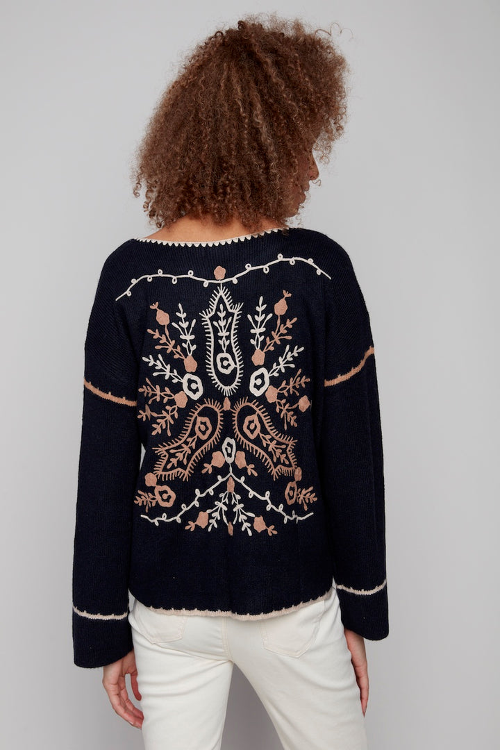 Le pull côtelé et brodé Charlie B. | C2879-365C