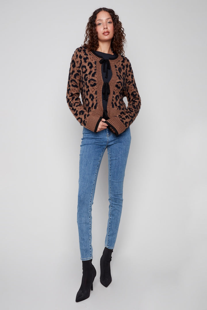 Le cardigan léopard à noeud Charlie B. | C2933-430C