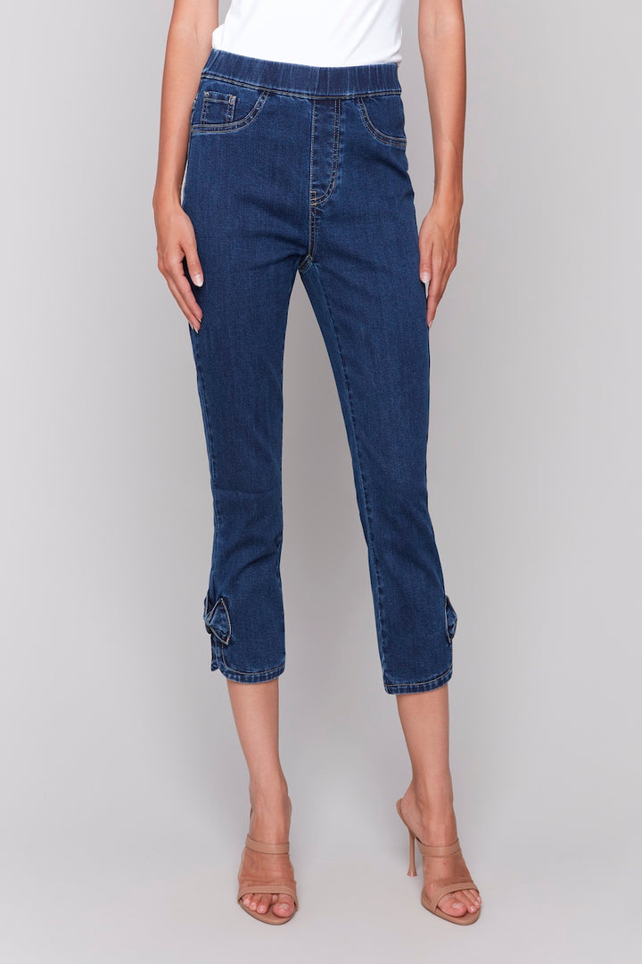 Charlie B. Stretch 7/8 Jeans with Bow | C5333-431A