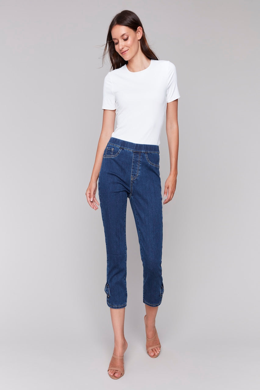 Charlie B. Stretch 7/8 Jeans with Bow | C5333-431A