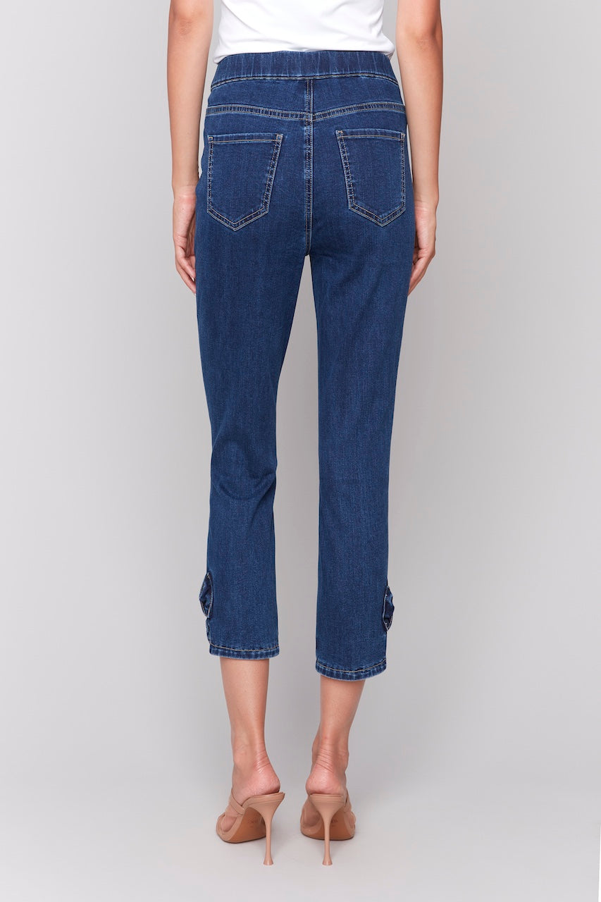 Charlie B. Stretch 7/8 Jeans with Bow | C5333-431A