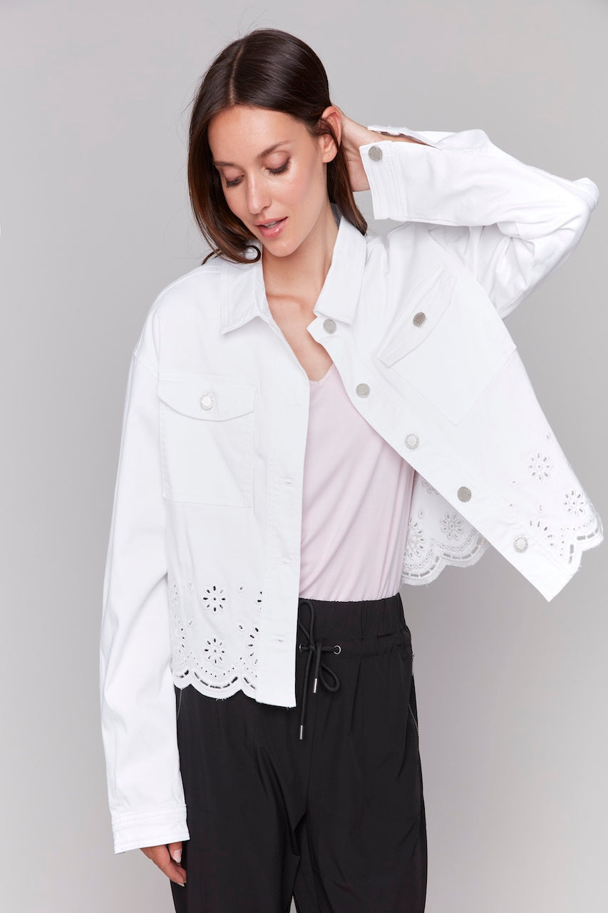 Charlie B. Scalloped Eyelet Jacket | C6362-618A