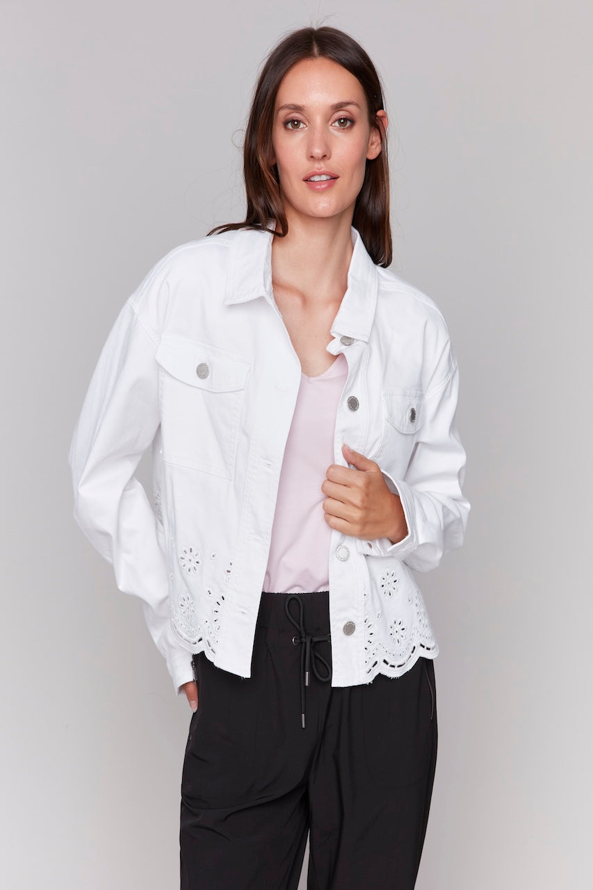 Charlie B. Scalloped Eyelet Jacket | C6362-618A