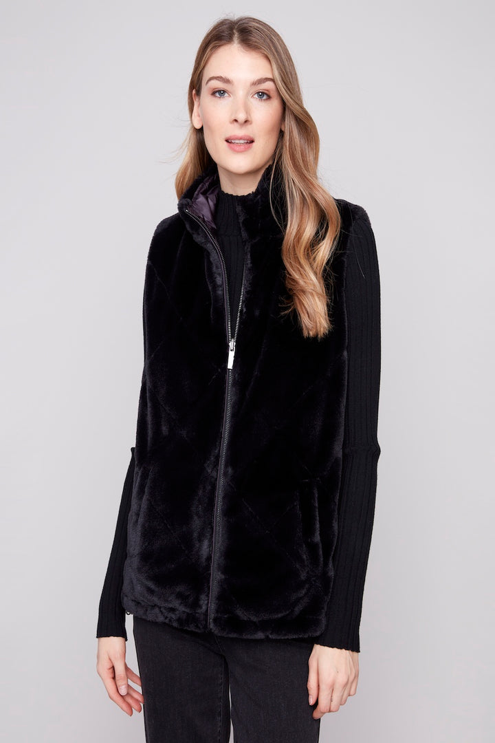 La veste fausse fourrure réversible Charlie B. | C6374P-666A