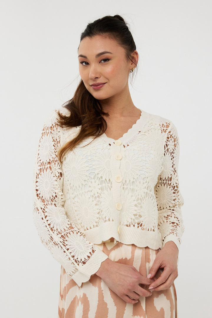 Le cardigan crochet fleuri Esqualo | HS2518204